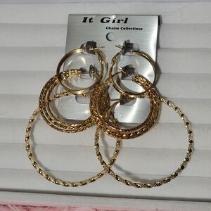 Fashion Jewelry, Gold Toned Hoop Earrings Set